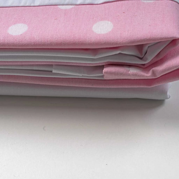 Βρεφικό σετ λίκνου ABO για κορίτσια Cradle Sheets3 άσπρο 75-100Εκ2 σεντόνια 75-100 μαξιλαροθήκη 35-45  άσπρο ροζ (3)