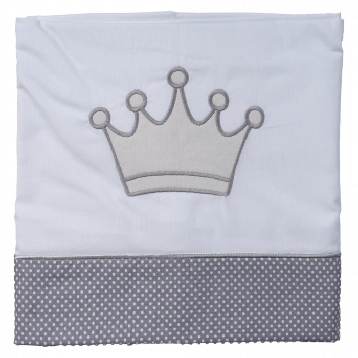 Παιδικό σετ σεντόνια ABO Royal Baby άσπρο 70-165εκ crown άσπρο γκρι για δώρο ελληνικά  (2)