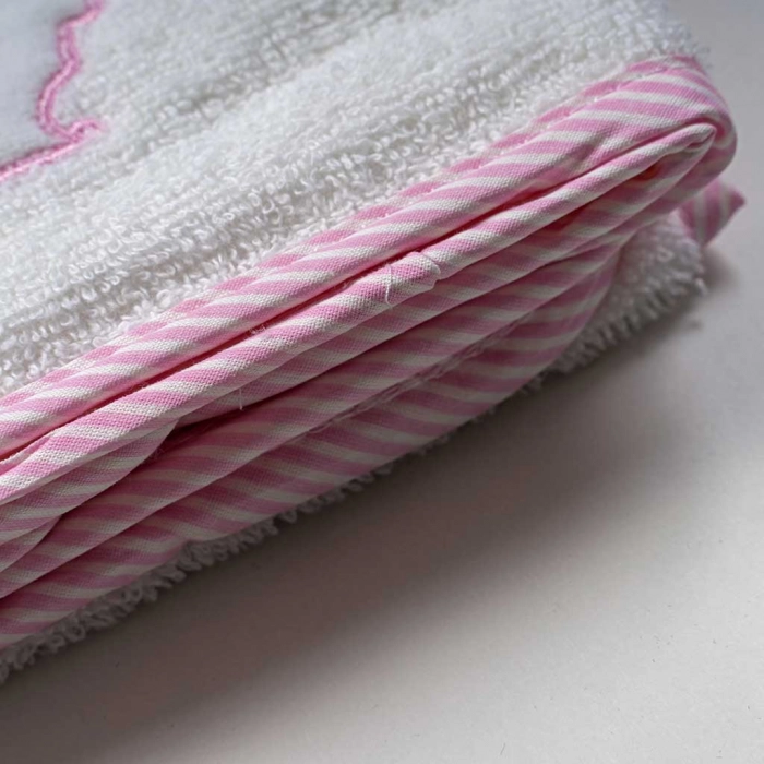 Παιδικό σετ πετσέτες ABO Rabbit pink άσπρο 60-120Εκ ελληνικά βαμβακερά για δώρο (2)