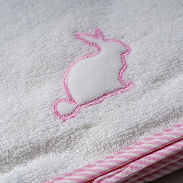Παιδικό σετ πετσέτες ABO Rabbit pink άσπρο 60-120Εκ ελληνικά βαμβακερά για δώρο (3)