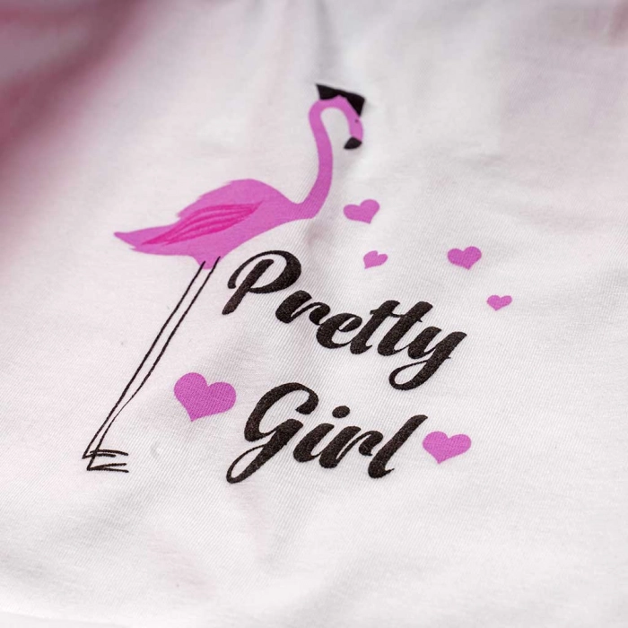 Παιδικό σετ Εβίτα για κορίτσια Pretty Girl άσπρο φλαμίνγκο φούστα casual ετών γενέθλια   (4)