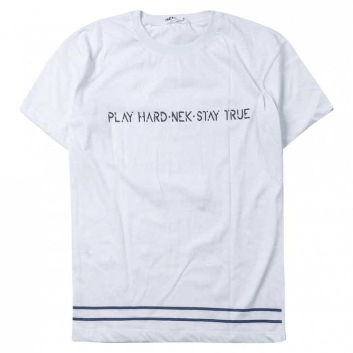 Παιδική μπλούζα ΝΕΚ για αγόρια play hard άσπρο καλοκαιρινές κοντομάνικες t-shirt μακό ετών