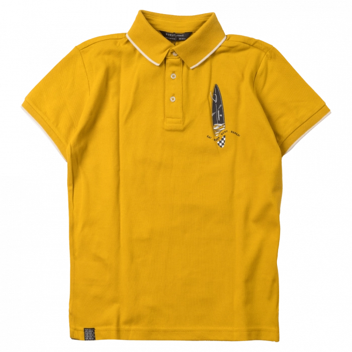 Παιδική μπλουζα Mayoral για αγόρια Repeat μουσταρδί πόλο για βόλτα επώνυμη ετών Online (1)