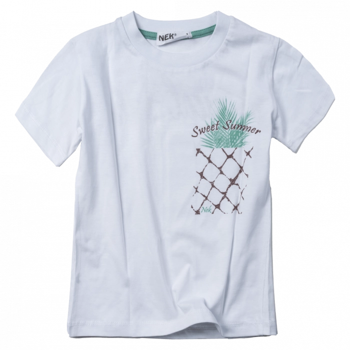 Παιδική μπλούζα ΝΕΚ για αγόρια Sweet summer άσπρο καλοκαιρινά μπλουζάκια κοντομάνικα ετών