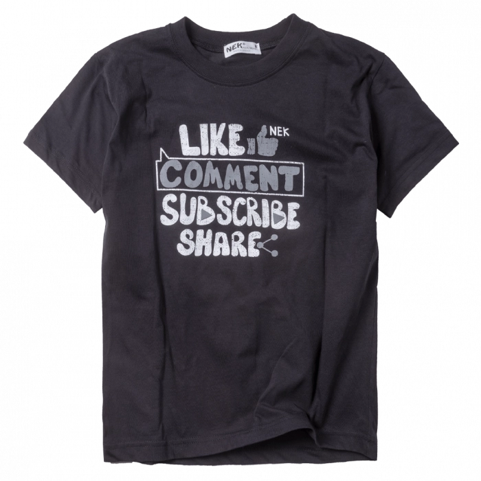Παιδική μπλούζα ΝΕΚ για αγόρια subscribe μαύρο καλοκαιρινές κοντομάνικες t-shirt μακό ετών