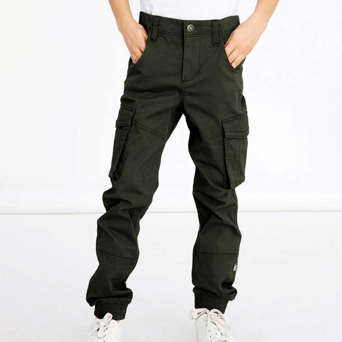 Παιδικό παντελόνι  Name It για αγόρια Cargo λαδί εποχιακά ετών επώνυμα online (5)