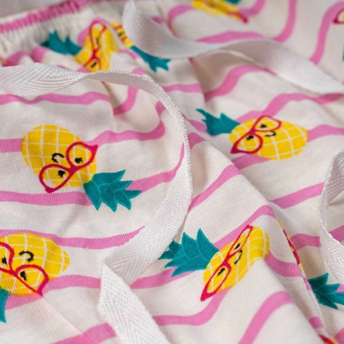 Παιδική πιτζάμα Εβίτα για κορίτσια summer pinapple άσπρο καλοκαιρινές πιτζάμες ελληνικές βαμβακερές ετών (5)