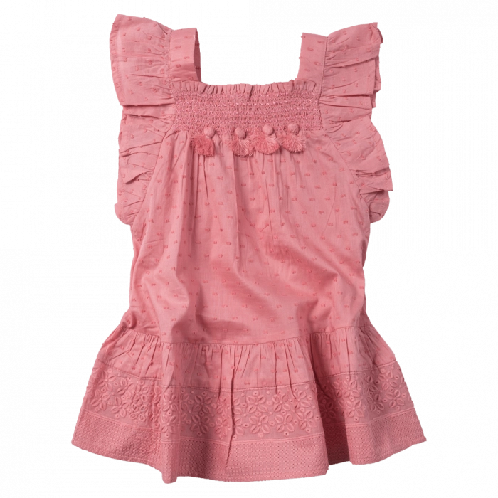 Βρεφικό φόρεμα Mayoral για κορίτσια taffy κοραλί αμπιγέ casual φορεματάκια μηνών  επώνυμα (1)