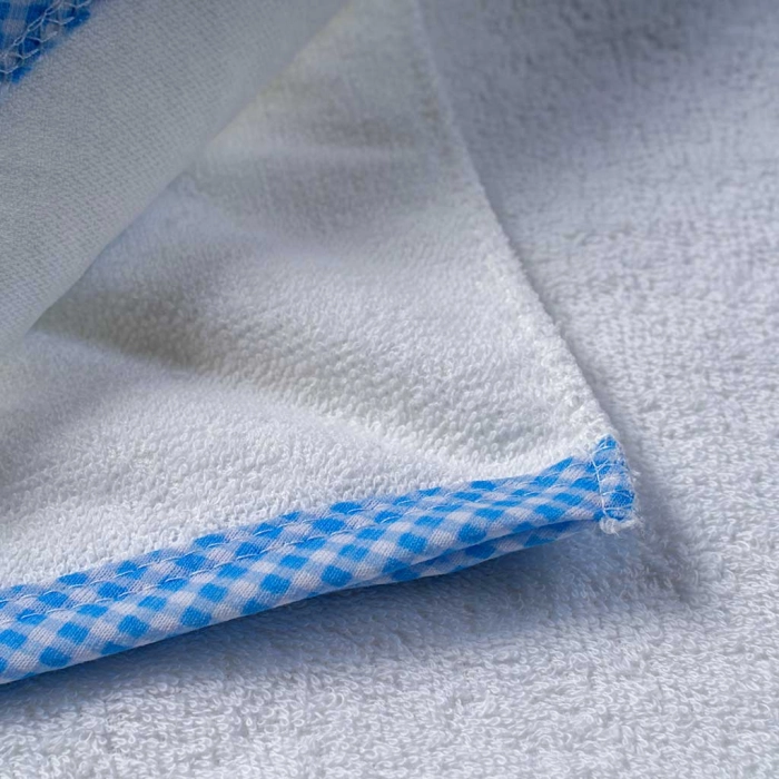 Βρεφική μπουρνουζοπετσέτα για αγόρια bear άσπρο γαλάζιο βαμβακερές παιδικές πετσέτες με γάντι μπάνιο (3)