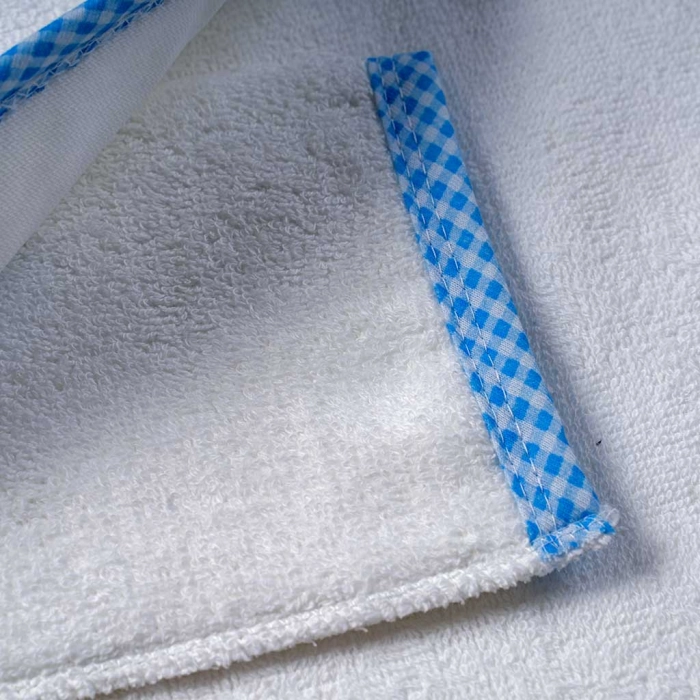 Βρεφική μπουρνουζοπετσέτα για αγόρια prince crown άσπρο γαλάζιο βαμβακερές παιδικές πετσέτες με γάντι μπάνιο (4)