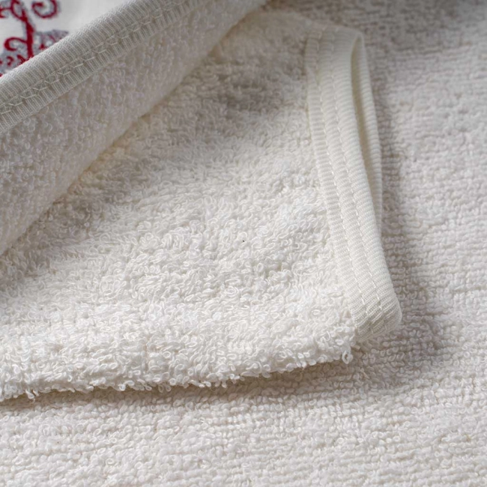 Βρεφική μπουρνουζοπετσέτα για αγόρια Prince άσπρο μπορντό βαμβακερές παιδικές πετσέτες με γάντι μπάνιο (3)