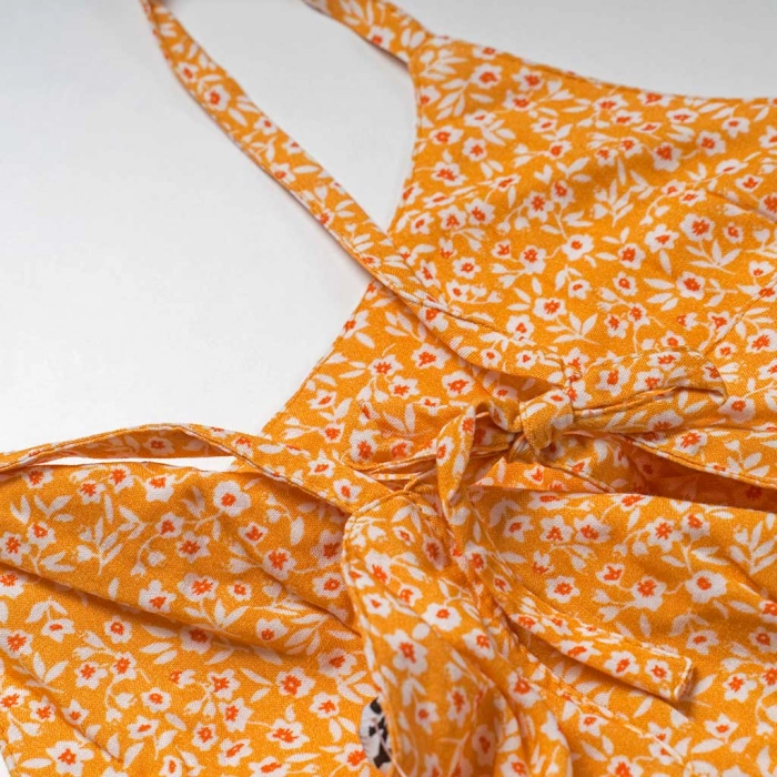 Παιδική σαλοπέτα Losan για κορίτσια summer flowers πορτοκαλί καλοκαιρινές κοντές σαλοπέτες μακό μοντέρνες online (1)