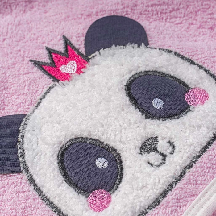 Βρεφική μπουρνουζοπετσέτα για κορίτσια panda ροζ βαμβακερές παιδικές πετσέτες με γάντι μπάνιο (2)
