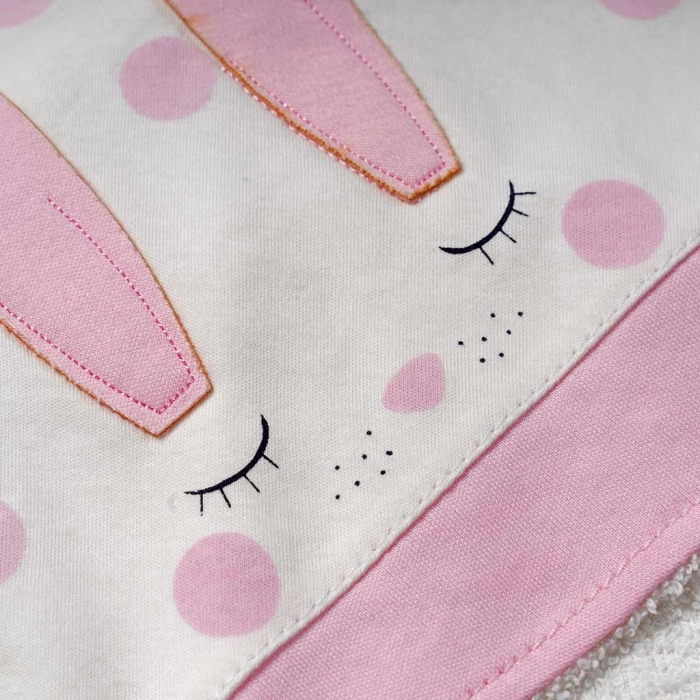 Βρεφική μπουρνουζοπετσέτα για κορίτσια bunny άσπρο ροζ βαμβακερές παιδικές πετσέτες με γάντι μπάνιο (2)