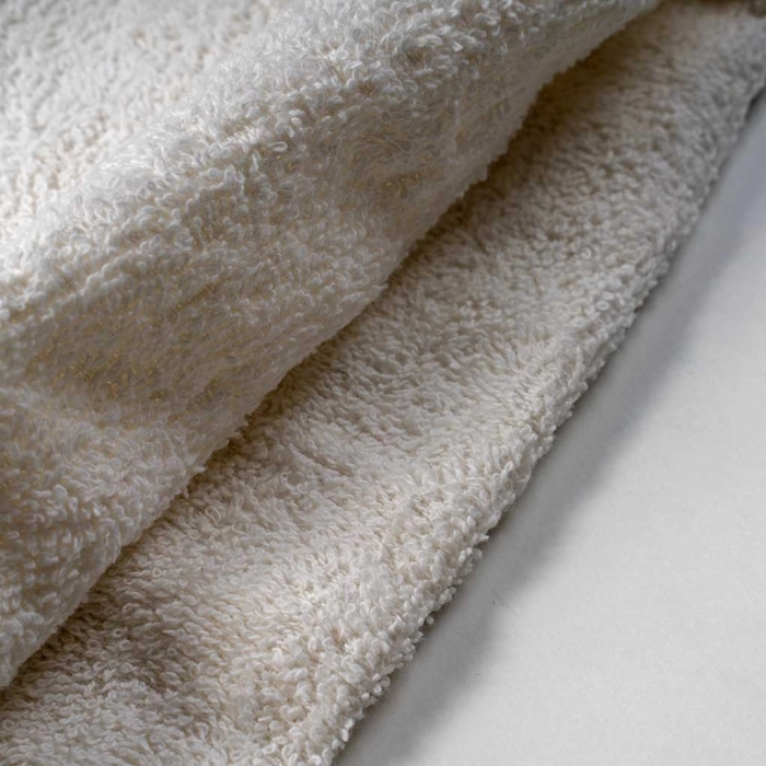 Βρεφική μπουρνουζοπετσέτα για κορίτσια bunny άσπρο σομόν βαμβακερές παιδικές πετσέτες με γάντι μπάνιο (1)