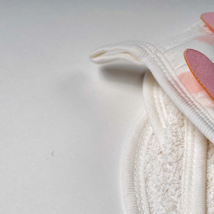 Βρεφική μπουρνουζοπετσέτα για κορίτσια bunny άσπρο σομόν βαμβακερές παιδικές πετσέτες με γάντι μπάνιο (3)
