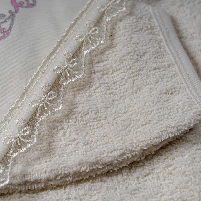 Βρεφική μπουρνουζοπετσέτα για κορίτσια Princess άσπρο ροζ βαμβακερές παιδικές πετσέτες με γάντι μπάνιο (3)