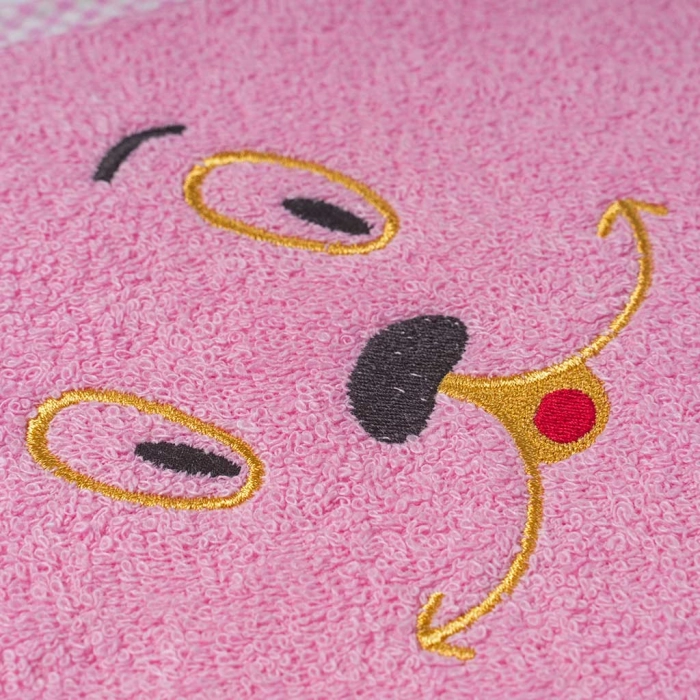 Βρεφική μπουρνουζοπετσέτα για κορίτσια Happy ροζ βαμβακερές παιδικές πετσέτες με γάντι μπάνιο (2)