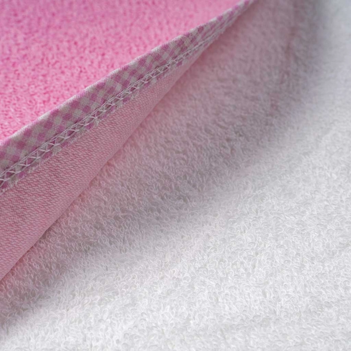 Βρεφική μπουρνουζοπετσέτα για κορίτσια Happy ροζ βαμβακερές παιδικές πετσέτες με γάντι μπάνιο (3)