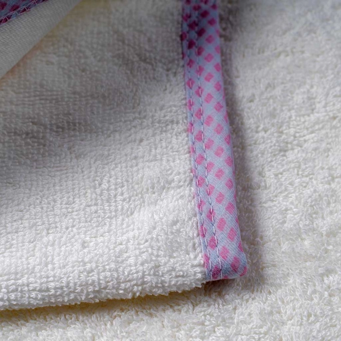 Βρεφική μπουρνουζοπετσέτα για κορίτσια star άσπρο ροζ πετσέτες με γάντι μπάνιο (3)