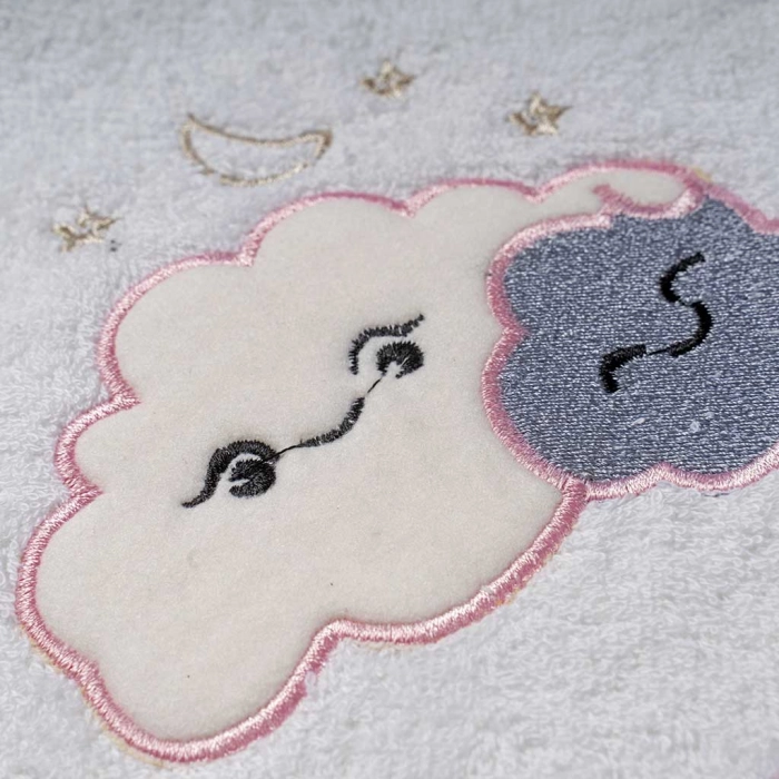 Βρεφική μπουρνουζοπετσέτα για κορίτσια cloud άσπρο ροζ βαμβακερές παιδικές πετσέτες με γάντι μπάνιο (2)