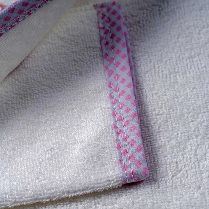 Βρεφική μπουρνουζοπετσέτα για κορίτσια cloud άσπρο ροζ βαμβακερές παιδικές πετσέτες με γάντι μπάνιο (4)