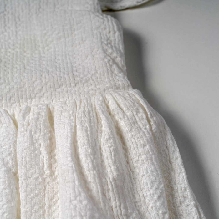 Παιδικό φόρμεα Losan για κορίτσια sugar free άσπρο καλοκαιρινά φορέματα αμπιγέ απλά κοντομάνικα σκέτα ετών (3)