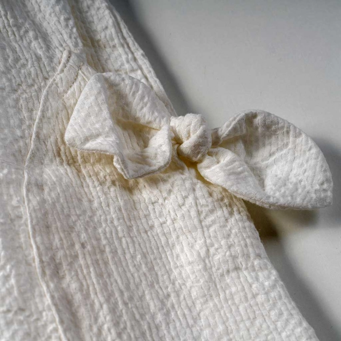Παιδικό φόρμεα Losan για κορίτσια sugar free άσπρο καλοκαιρινά φορέματα αμπιγέ απλά κοντομάνικα σκέτα ετών (4)