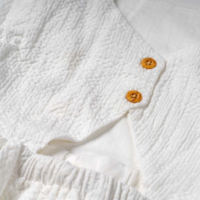 Παιδικό φόρμεα Losan για κορίτσια sugar free άσπρο καλοκαιρινά φορέματα αμπιγέ απλά κοντομάνικα σκέτα ετών (1)