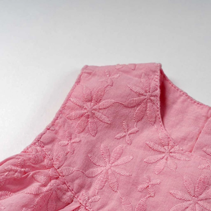 Βρεφικό φόρμεα Losan για κορίτσια sugar summer ροζ καλοκαιρινά φορέματα αμπιγέ απλά αμάνικα σκέτα ετών (2)
