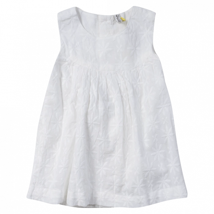 Βρεφικό φόρμεα Losan για κορίτσια sugar summer άσπρο καλοκαιρινά φορέματα αμπιγέ απλά αμάνικα σκέτα ετών