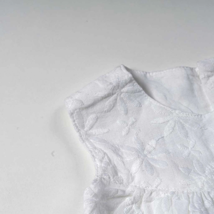 Βρεφικό φόρμεα Losan για κορίτσια sugar summer άσπρο καλοκαιρινά φορέματα αμπιγέ απλά αμάνικα σκέτα ετών (2)