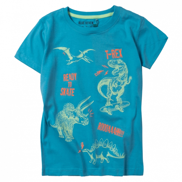 Παιδική μπλούζα Blue seven για αγόρια glowing dino μπλε μπλούζες κοντομάνικες  δεινόσαυρους φοσφορίζει καλοκαρινές ετών (5)