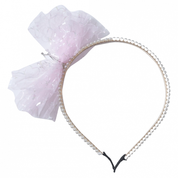 Παιδική στέκα με στρας για κορίτσια bow queen ροζ στέκες στέμα πριγκιπικά για γάμο βάφτιση