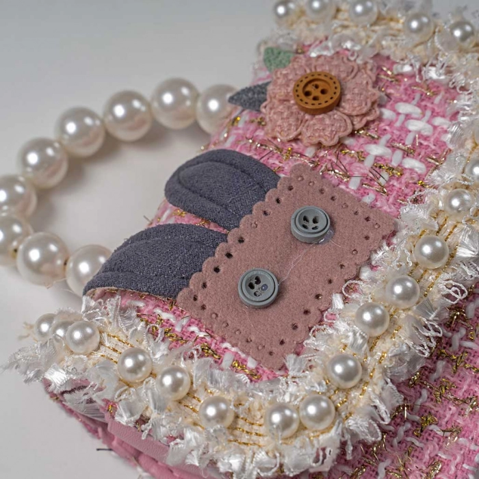 Παιδική τσάντα για κορίτσια Pearl bunny ροζ κοριτσίστικες τσάντες αμπιγέ τσαντάκια για κοριτσάκια καλά (2)