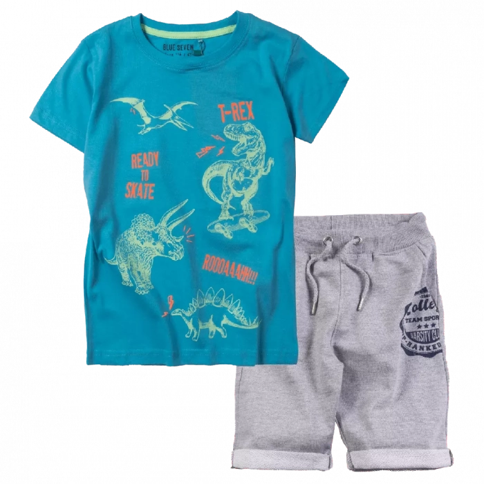 Παιδική μπλούζα Blue seven για αγόρια glowing dino μπλε μπλούζες κοντομάνικες  δεινόσαυρους φοσφορίζει καλοκαρινές ετών (5) | Παιδική βερμούδα Blue seven για αγόρια Team Sports γκρι αγορίστικες βερμούδες φούτερ μονόχρωμες online ετών 