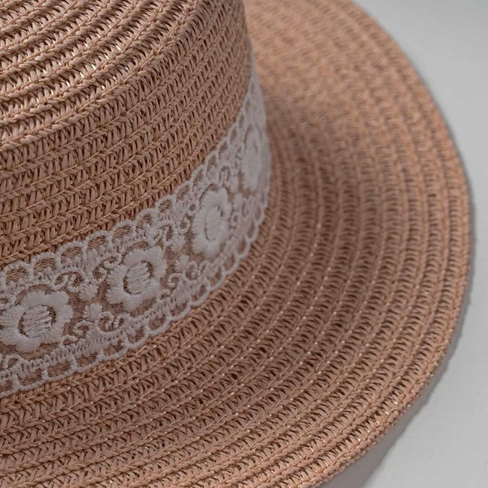 Παιδικό καπέλο ψάθινο για κορίτσια summer lace ψάθινα καλοκαιρινά καπέλα στρογγυλά κοριτσίστικα online (3)