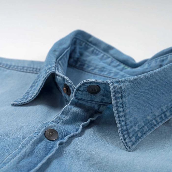 Παιδικό πουκάμισο Losan για αγόρια Sample μπλε τζιν εποχιακά επώνυμα ετών άνετα online (4)