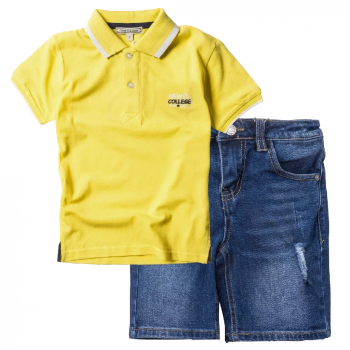 Παιδική μπλούζα New College για αγόρια NC Polo 2 Κίτρινο καθημερινό άνετο βόλτα ετών online | Παιδικό σορτς New College για αγόρια Motospeed τζιν άνετο καλοκαιρινό casual ετών (8) 