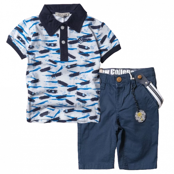 Παιδική μπλούζα New Collage για αγόρια Splash Μπλε αγορίστικες καλοκαιρινές ελληνικές μπλούζες κοντομάνικες | Παιδική βερμούδα New College για αγόρια Summer Color μπλε αγορίστικες βερμούδες καλοκαιρινές για αγόρια ετών μοντέρνα online 