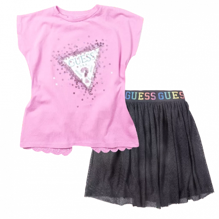 Παιδική μπλούζα Guess για κορίτσια Strassy ροζ καθημερινά μονόχρωμα κοριτσίστικα online (1) | Παιδική φόυστα Guess για κορίτσια Multicolor μαύρο  καθημερινό με τούλι και λάστιχο ετών 