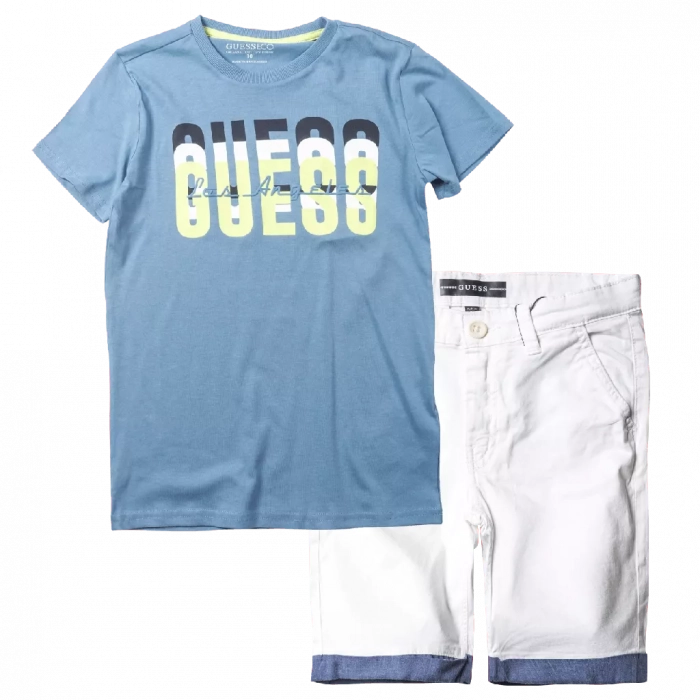 Παιδική μπλούζα Guess για αγόρια Mails γαλαζιο καθημερινές μακό επώνυμες ετών online (1) | Παιδική βερμούδα GUESS για αγόρια WhiteBlue Άσπρο αγορίστικη ποιοτική μοντέρνα ιδιαίτερη επώνυμη ποιοτική 
