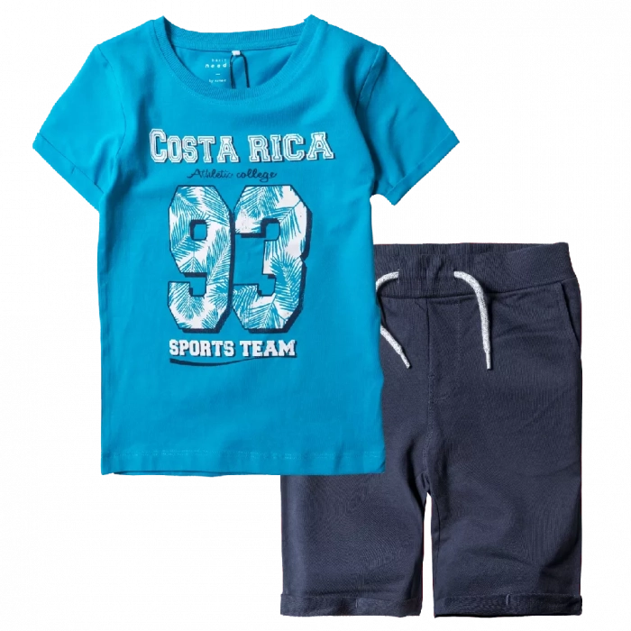 Παιδική μπλούζα Name It για αγόρια Costa Rica Γαλάζια | Παιδική βερμούδα Name it για αγόρια Single Μπλε αγορίστικες μακό καθημερινές καλοκαιρινές βερμούδες 