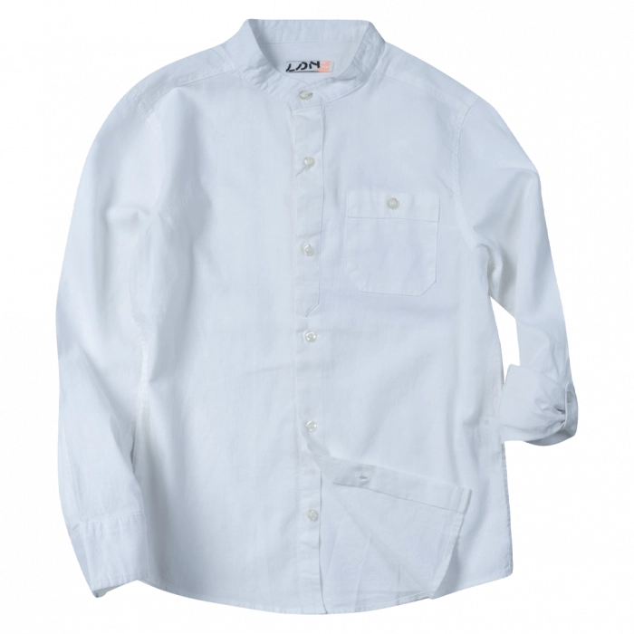 Παιδικό πουκάμισο Losan για αγόρια simple me άσπρο αγορίστικα πουκάμισα με γιακά μαο mao μοντέρνα ετών
