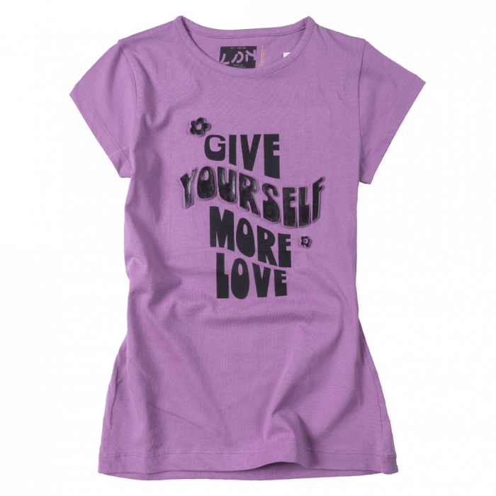 Παιδική μπλούζα Losan για κορίτσια More love μωβ κοντομάνικες καλοκαιρινές επώνυμες online (1)