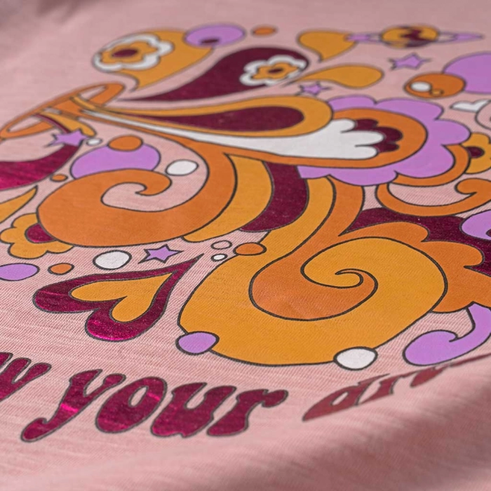 Παιδική μπλούζα Losan για κορίτσια Blow your dreams ροζ κοντομάνικες καλοκαιρινές επώνυμες online (2)