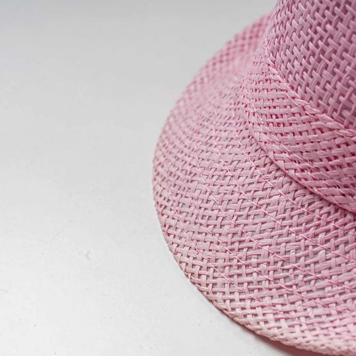 Παιδικό καπέλο καβουράκι για κορίτσια boss girl ροζ ψάθινα καπέλα κοριτσίστικα καλοκαινά στρογγυλά ετών (2)
