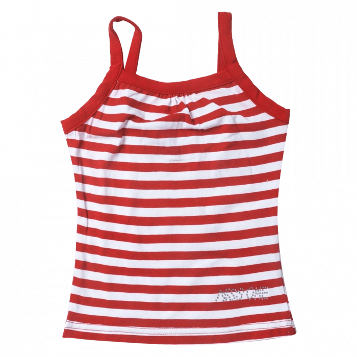 Παιδική μπλούζα Miss one για κορίτσια stripes κόκκινη καλοκαιρινά μπλουζάκια κοντά crop top ραντάκι οικονομικά