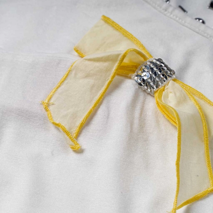 Παιδική μπλούζα picolo mondo για κορίτσια yellow bow άσπρο αμάνικες μπλούζες οικονομικές καλοκαιρινές ετών (2)