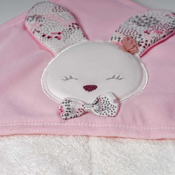 Παιδικό σετ 4 τεμαχίων για κορίτσια Rabbit Ροζ  μπουρνούζια πετσέτες παντόφλες παιδικά (7)